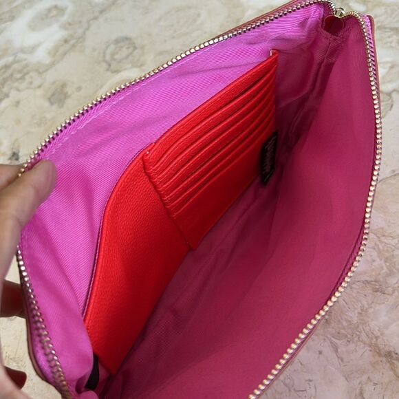 NWOT Love & Lore Zippered Pouch Wristlet Bag Multi Colour Vegan Leather - Picture 8 of 9